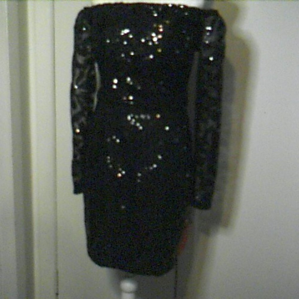 NWT Jaybela Black Sequin Dress Sz L Strapless